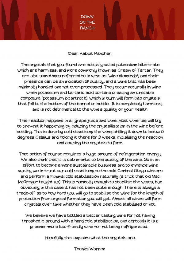 The crystals that you found are actually called potassium bitartrate which are harmless and more commonly known as Cream of Tartar2. They are also sometimes referred to in wine as 22wine diamonds22 and their presence 